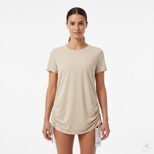 CRZ YOGA Women's Butterluxe Maternity Crewneck T-Shirt Ruched Bodycon Shirt